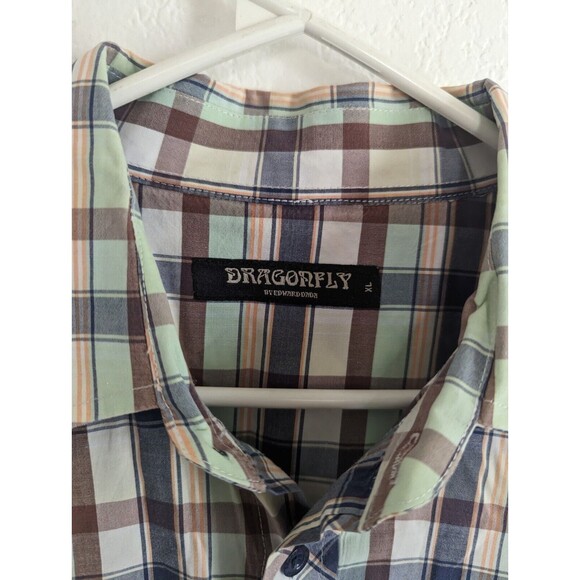 Dragonfly Western Shirt Mens XL Button Up Short Sleeve Shirt - Picture 3 of 8